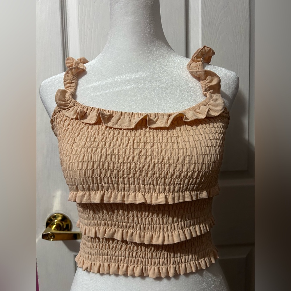Ruched & Ruffles Dusty Peach/Pink Women's Top